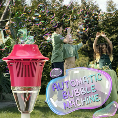Hosim Bubble Machine Automatic,Height 47 Inches Vertical Bubble Machine for Parties, Outdoor Battery Bubble Maker with Lights,Bubble Blower Machine for Wedding Kids Toddlers Birthday Party Pink