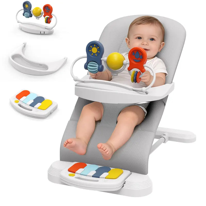 Three In One Baby Bouncer With Detachable Piano Pedals And Feeding Tray