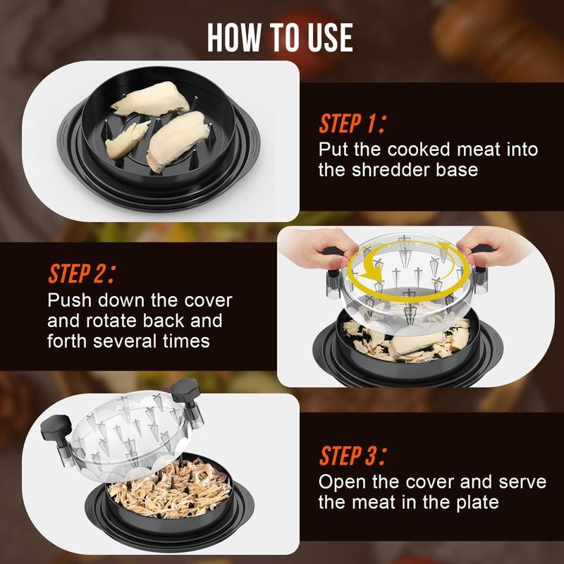 2025 Upgraded Chicken Shredder Tool Twist, Visible Meat Shredder Machine for Chicken Breast Beef Pork, No-Slip Strip & Ergonomic Handle, BPA Free