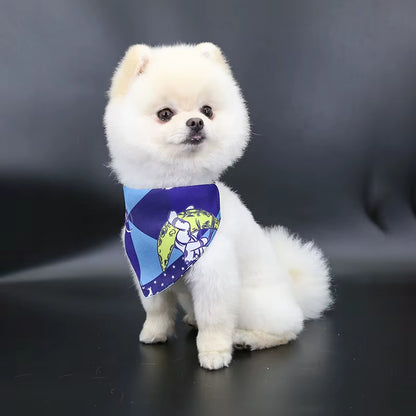 Pet Saliva Towel Adjustment Cute Cartoon Bear Weaved Dog Cat Collar Bib Grooming Arc Design Dog Scarf for Girl Small Dogs Cats