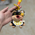 Llavero de muñeca con colgante de abeja y cachorro con sombrero