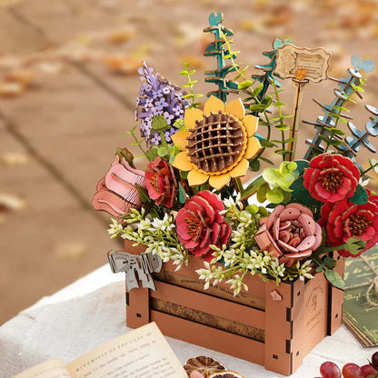 Romantic Wooden Flower Puzzle - Handcrafted 3D Floral Kit Robotime Official Store