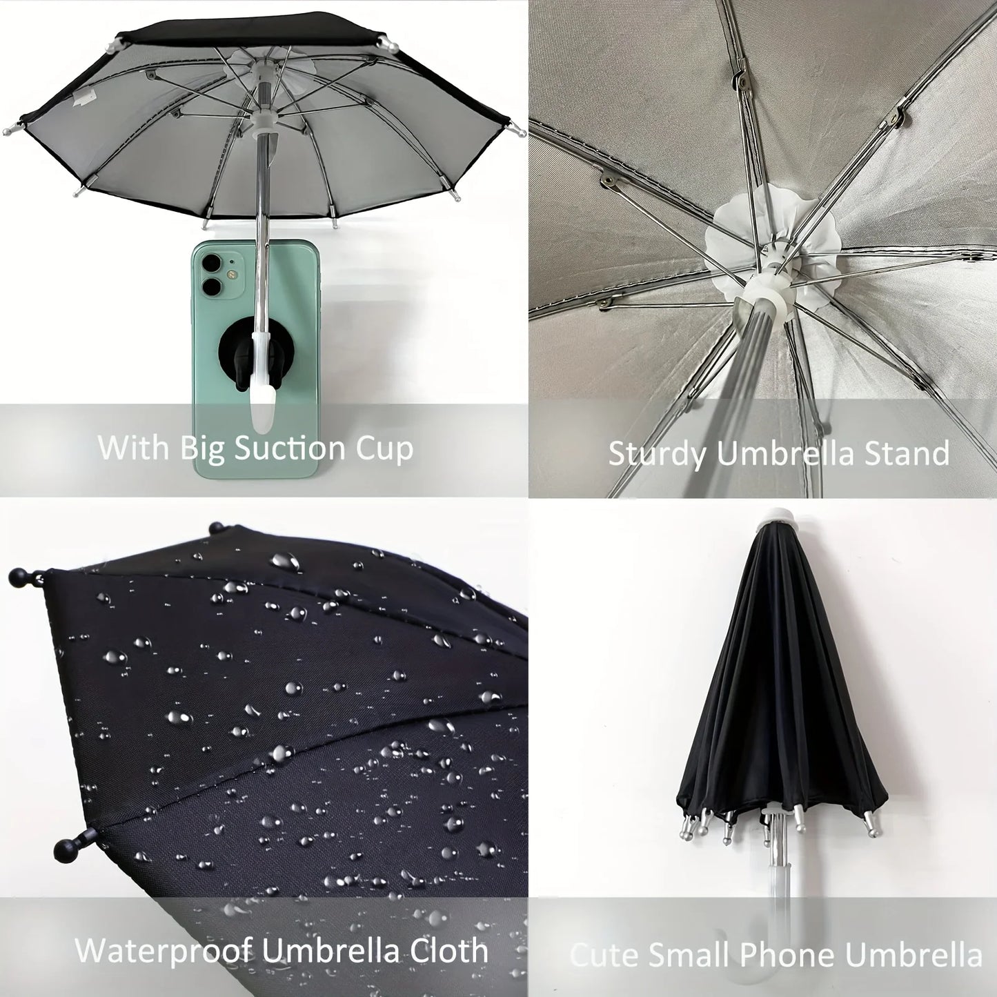 Creative Mini Umbrella Phone Stand, Universal Waterproof Holder for Smartphones, Portable Outdoor Rain & Sun Accessory