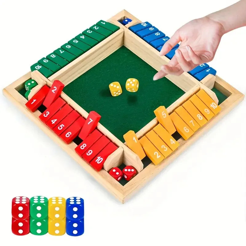 2-In-1 Wooden Dice Game Board, Family Party Fun Board Game, Multi-Color Chessboard Number Game, Ideal for Family Gatherings