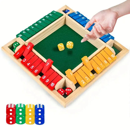 2-In-1 Wooden Dice Game Board, Family Party Fun Board Game, Multi-Color Chessboard Number Game, Ideal for Family Gatherings