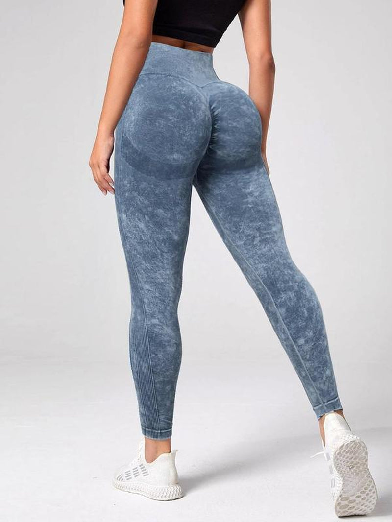 Women'S Solid High Waist Sports Leggings, Scrunch Leggings for Women, Sporty Comfy Breathable Skinny Pants for Yoga Gym Workout Running, Yoga Legging Pants, Ladies Activewear Sportswear for All Seasons, Gym Clothing