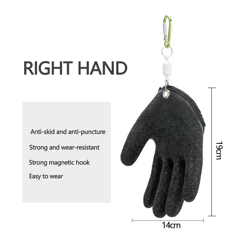 Fishing Gloves Anti-Slip Protect Hand from Puncture Scrapes Fisherman Professional Catch Fish Latex Hunting Gloves Left Right