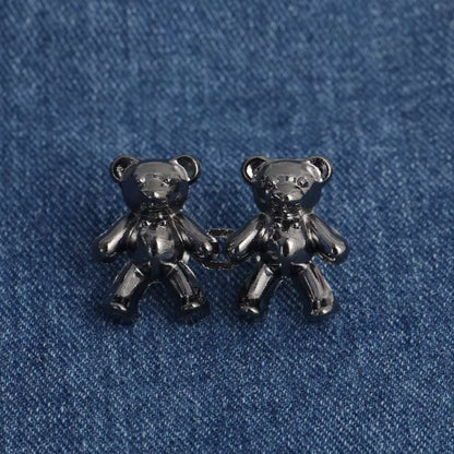 2Pcs Adjustable Jean Buttons Pins Cute Bear Pants Button Pins No Sew and Tools Instant Pant Waist Tightener for Loose Jeans