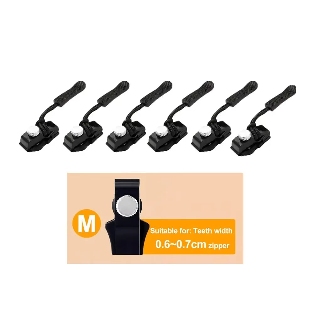 6 Pcs Universal Instant Zipper Repair Replacement Sliding Teeth Rescue Zipper Fixer Screw on for Bag 3 Different Size Sewing Kit