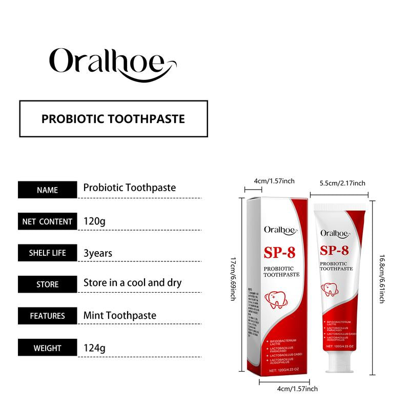 Sp-8 Probiotic Brightening White Toothpaste for Deep Cleaning and Care of Teeth,Oral Care,Whitening,Stain Removal,Brightening White Mint Toothpaste