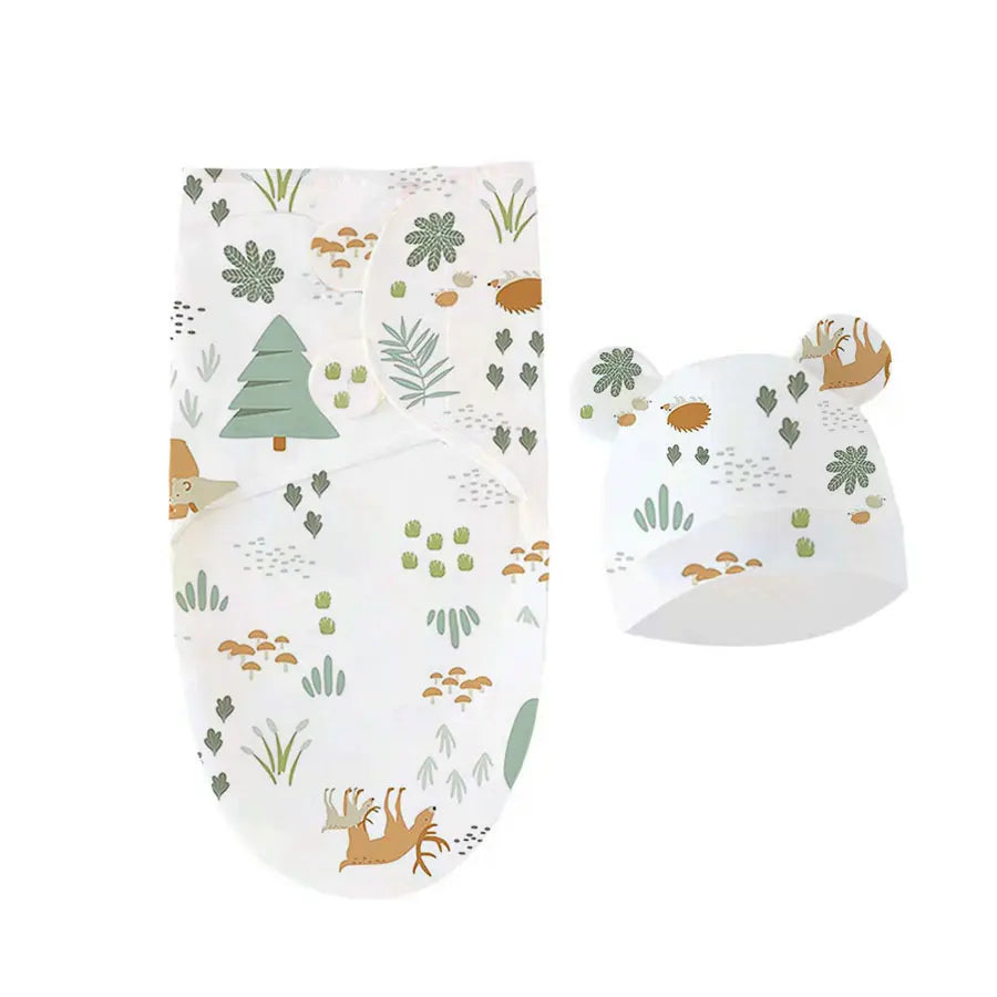 Baby Blanket Set With Hat Swaddle For Newborn 0 To 6 Months Multipurpose Bedding