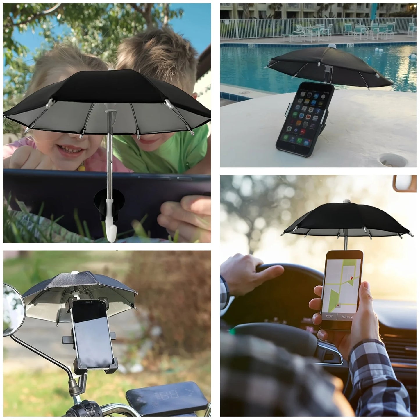 Creative Mini Umbrella Phone Stand, Universal Waterproof Holder for Smartphones, Portable Outdoor Rain & Sun Accessory