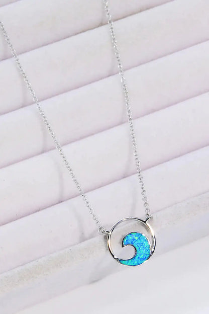 Opal Wave Pendant Necklace
