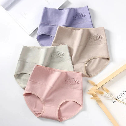 4PCS High Waist Cotton Panties Women Body Shaper Underwear Plus Size M-5XL Fashion Girls Briefs Seamless Sexy Female Lingerie [UND]