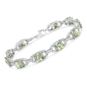 View details for .925 Sterling Silver 7x7 mm Cushion Cut Green Amethyst and 1/20 cttw Round Cut Diamond Fashion Tennis Bracelet (I-J Color, I1-I2 Clarity) - 7"