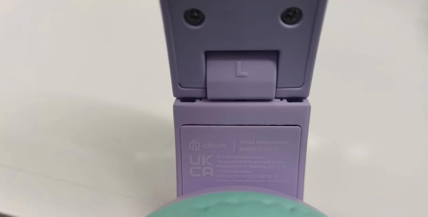 iClever HS19 Kids Headphones for School with Microphone, Safe Volume Limiter 74/85dBA, Over-Ear Girls Boys Headphones for Kids with FunShare Foldable Wired for iPad/Travel (Purple)