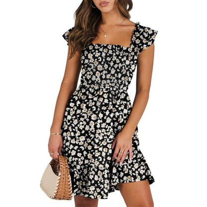 ANRABESS Womens Summer Casual Sleeveless Square Neck Smocked Ruffle Backless Boho Mini Dress 2025 Sundress Beach Vacation Outfits