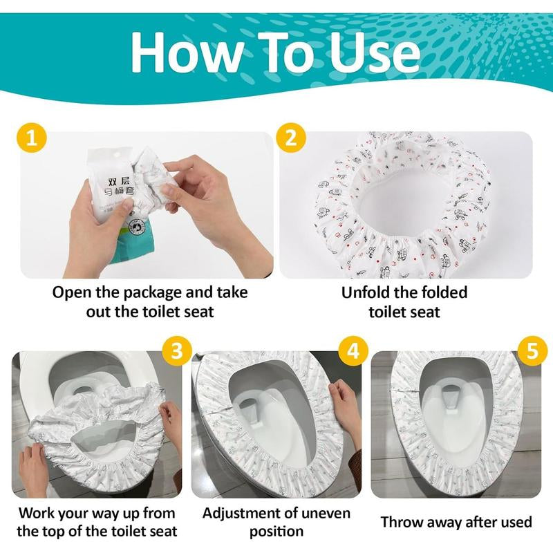 15-Pack Disposable Toilet Seat Covers – Waterproof Printed Non-Woven Toilet Mats, Individually Wrapped for Travel, Hotel, Hospital & Public Restroom Use Traditional