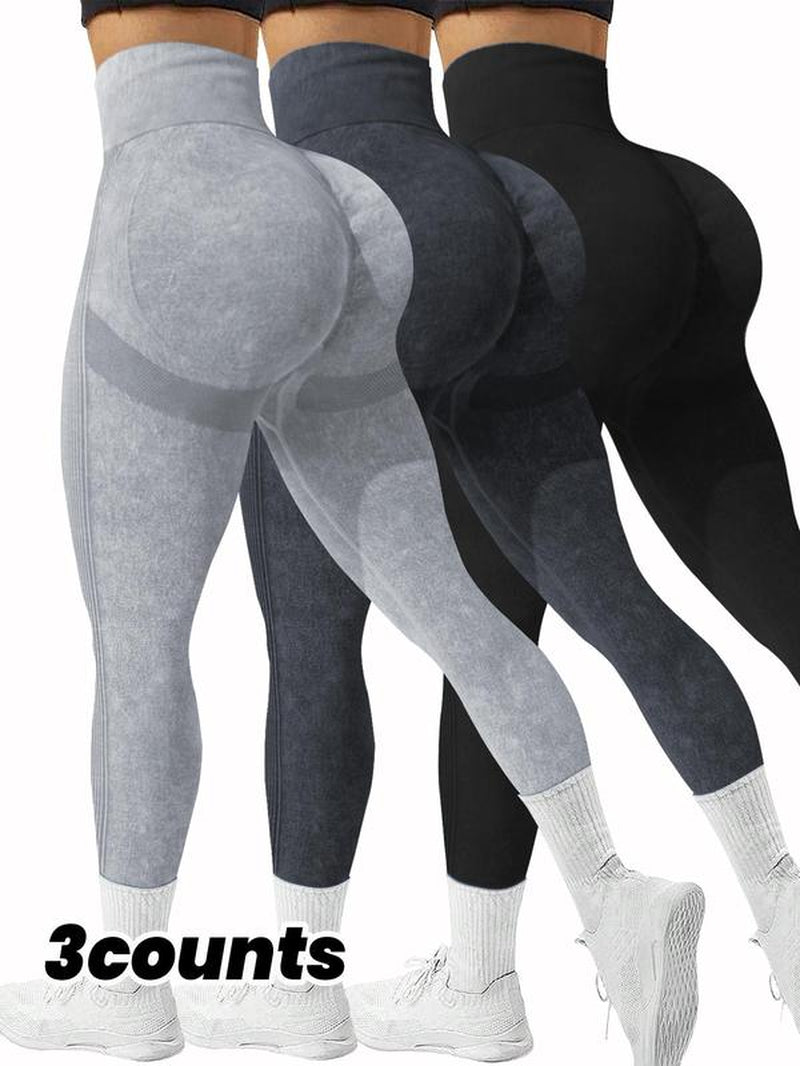 Women'S Solid High Waist Sports Leggings, Scrunch Leggings for Women, Sporty Comfy Breathable Skinny Pants for Yoga Gym Workout Running, Yoga Legging Pants, Ladies Activewear Sportswear for All Seasons, Gym Clothing