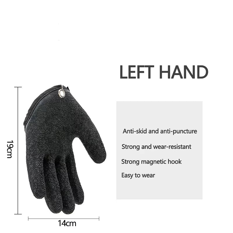 Fishing Gloves Anti-Slip Protect Hand from Puncture Scrapes Fisherman Professional Catch Fish Latex Hunting Gloves Left Right