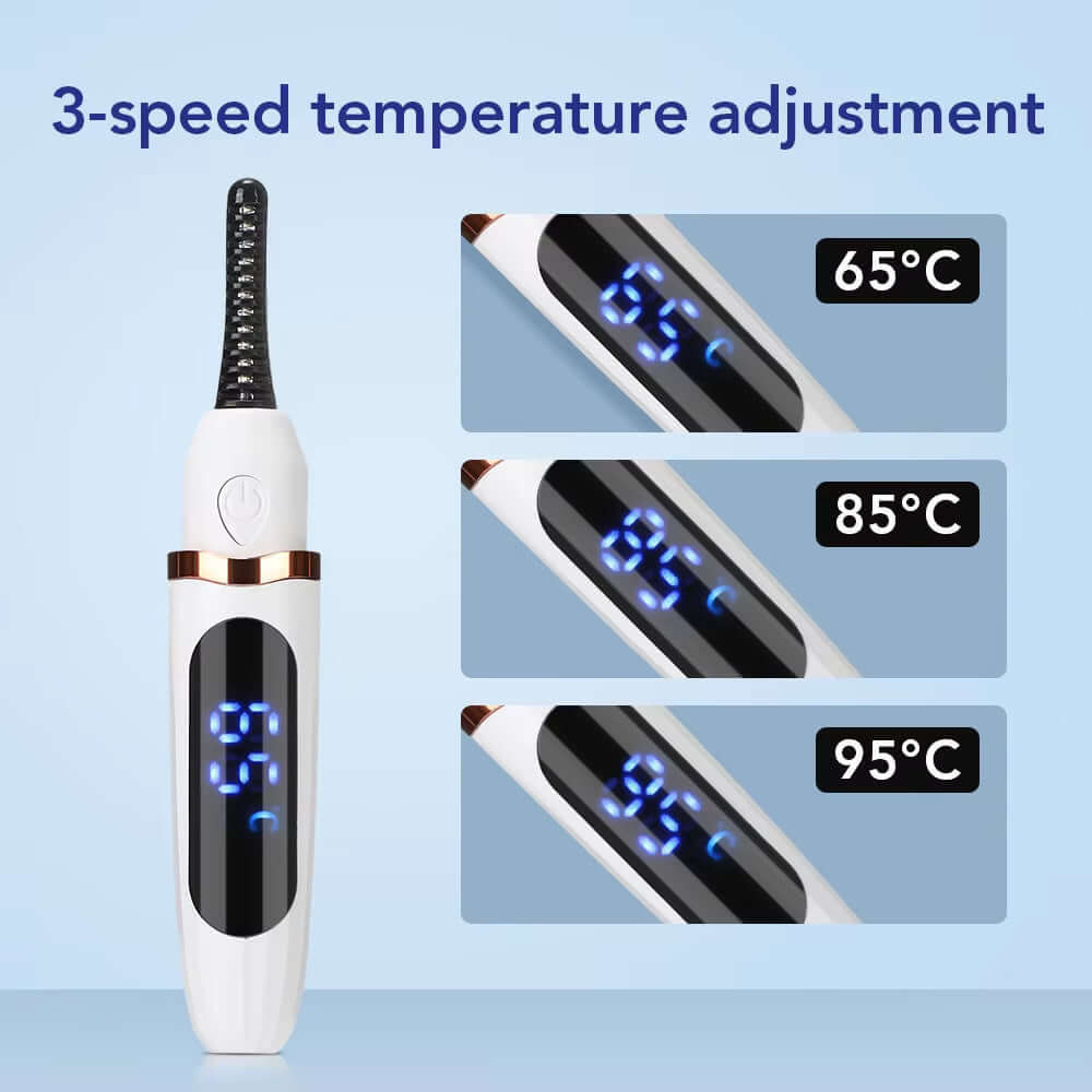 Rechargeable Electric Heated Eyelash Curler Digital Display Eyelash Curler Beauty Makeup Tool 3 Gears Temperature Control Ms.Dear Official Store