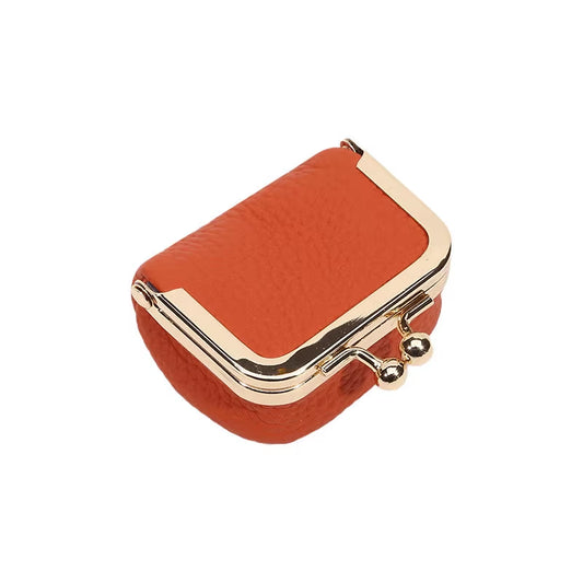 Women'S Solid Color PU Leather Jewelry Box, Ring, Necklace, Earring Storage Mini Coin Wallet Small Bag Kiss Lock