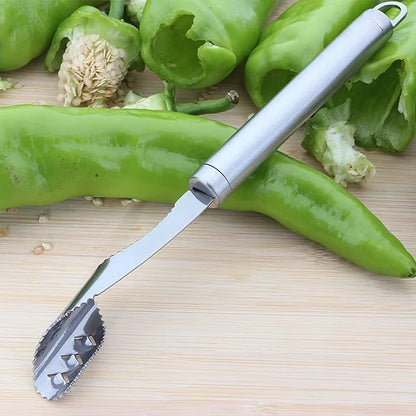 1Pcs Vegetable Fruit Coring Tool Pepper Tomato Slicer Edge Rotating Cutter Corers Seed Remover Stainless Steel Kitchen Gadgets
