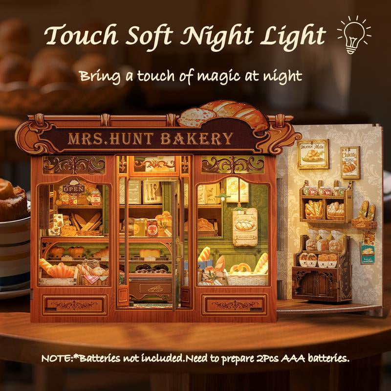 【MRS.HUNT BAKERY】CUTEBEE Dollhouse Miniature with Furniture, DIY Wooden Dollhouse Kit plus Dust Proof, Creative Room Idea
