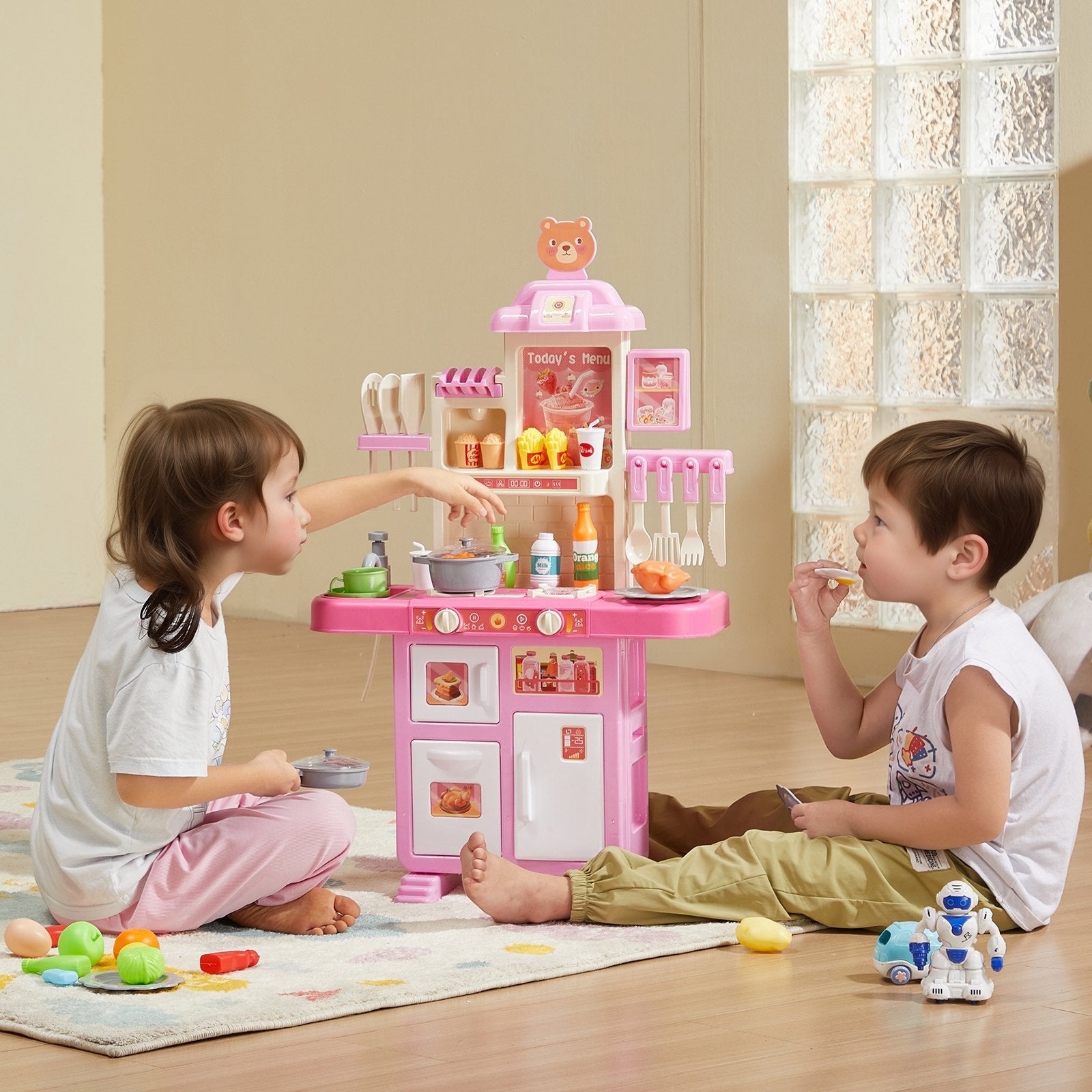 Christmas Gift VEVOR Kitchen Playset Kids Pretend Cooking Play Toy 48 Piece Accessories CJDropshipping