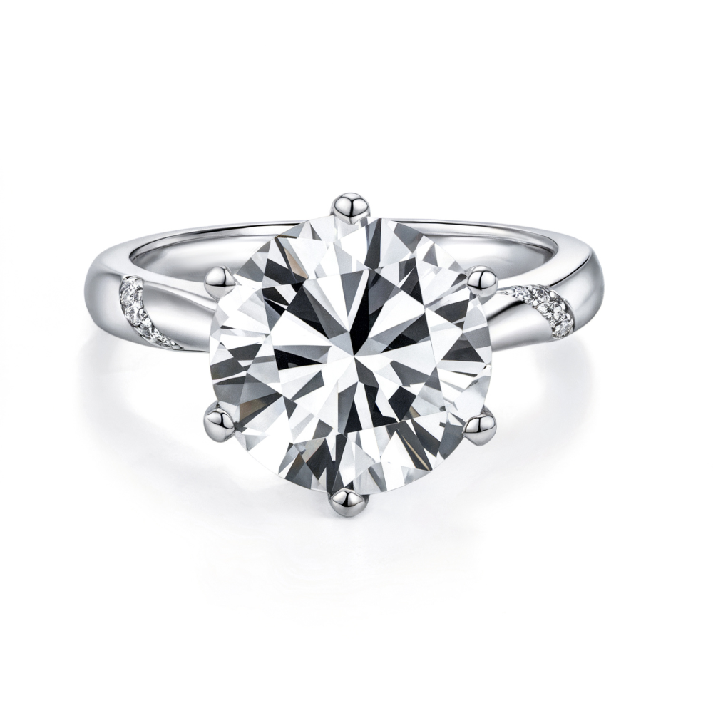 5CT Round Cut Accented Lab Diamond Ring Silver Jewelry Supplier Store