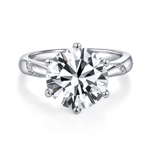 5CT Round Cut Accented Lab Diamond Ring Silver Jewelry Supplier Store