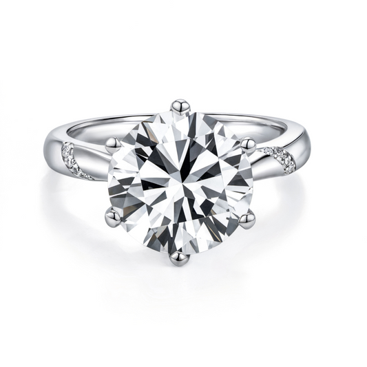 5CT Round Cut Accented Lab Diamond Ring Silver Jewelry Supplier Store