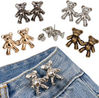 2Pcs Adjustable Jean Buttons Pins Cute Bear Pants Button Pins No Sew and Tools Instant Pant Waist Tightener for Loose Jeans