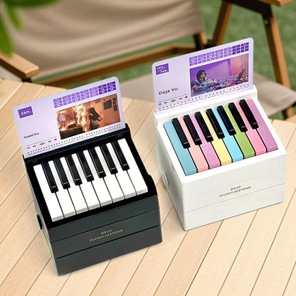 Singer Piano Calendar 2025 Playable Mini Piano Calendar Music Sheets Toy 15 Keys Piano Desk Calendar Gift for Fans