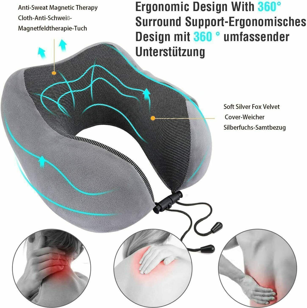 Memory Foam Travel Pillow Neck Pillow 360 Degree Headrest With Storage Bag CJDropshipping