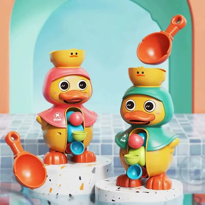 Kids Shower Bath Toys Cute Duck Bathtub Toys for Toddlers 1-4 Years Old with Rotating Water Wheels Bathroom Power Suction Water