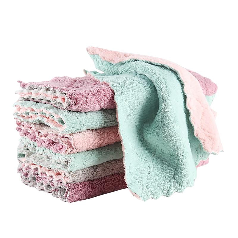 10 Counts Cleaning Cloth for Kitchen, Microfiber Premium Fabric Cloths, Double-Sided Dish Cleaning Cloths, Reusable Multi-Function Home Cleaning Cloth, Random Colors