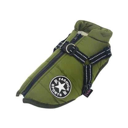 Dog Coat With Built In Harness - Green South Bay Evans General Store