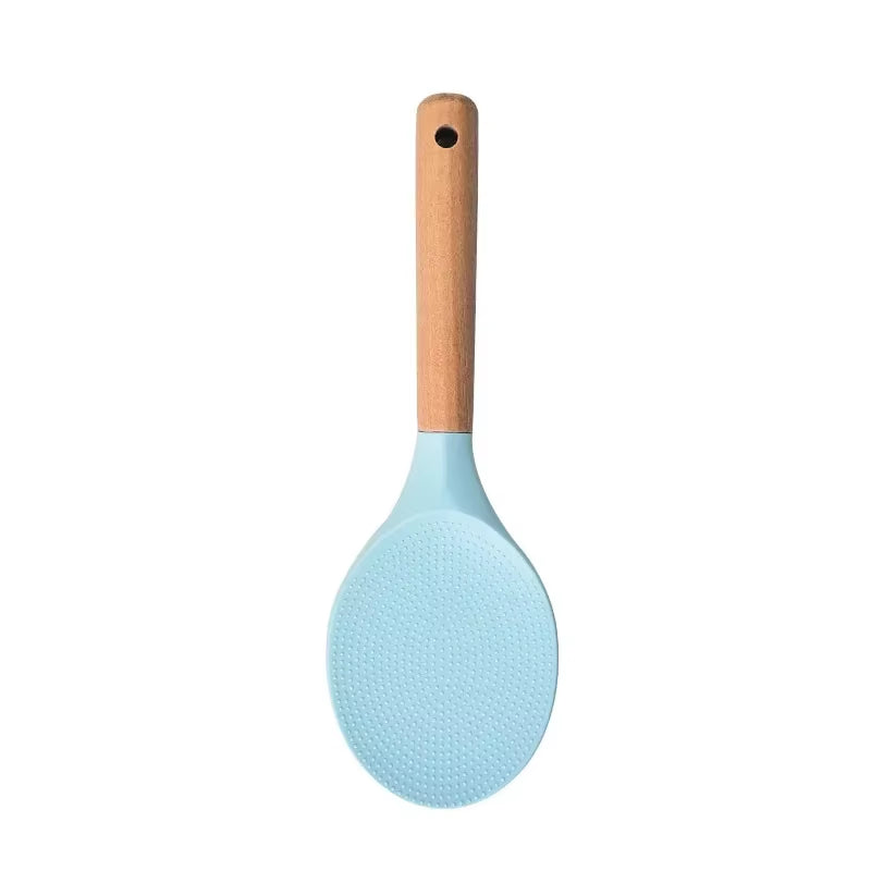 Silicone Rice Shovel Spoon Kitchenware with Long Wooden Handle Household Non-Stick Big Cooking Spatula Scoop Kitchen Gadgets