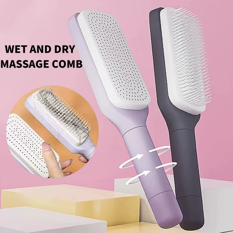 Massage Comb Fine Air Cushion Comb Rotating Lifting Hair Comb One Click Cleaning Women Anti-Static Air Cushion Hair Comb
