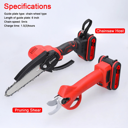 6" Chainsaw + Electric Pruner – 21V, 2 Batteries ToolYou Store