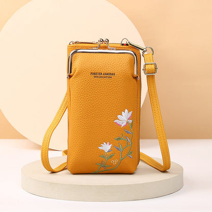 Embroidered Flower Phone Crossbody Bag with Lock - Shoulder Wallet HYX Fashion Life Store