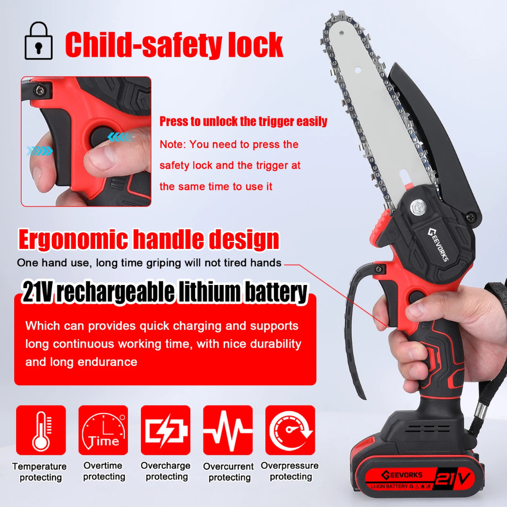 6" Chainsaw + Electric Pruner – 21V, 2 Batteries ToolYou Store
