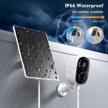 Hawkray Solar CCTV Wireless Camera Indoor Outdoor Wifi HD 2K Resolution Home Security Surveillance Video Night Version Cam Baby 3MP Two Way Audio White/Ir Dual Light Support Monitor