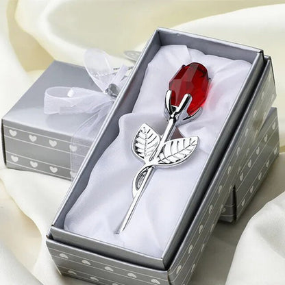 Valentines Day Gift Crystal Glass Rose Artificial Flower Silver Gold Rod Rose Flower for Girlfriend Wedding Gifts for Guest Shop1104358055 Store