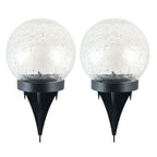 2Pcs Solar Lights Outdoor Garden Decor Cracked Glass Ball Warm Lights Pink Iolaus