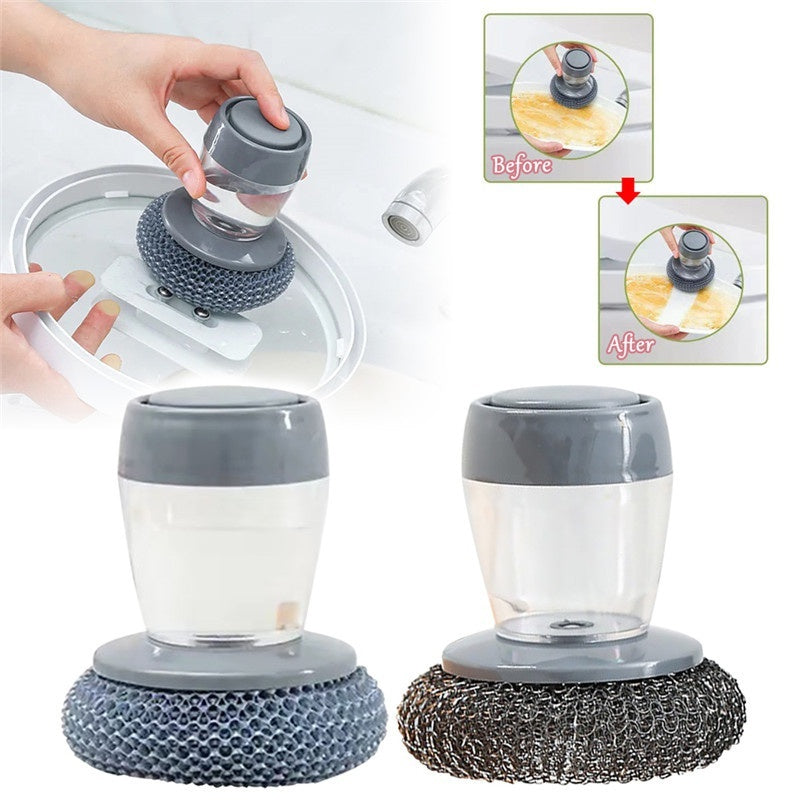 Kitchen Soap Dispensing Palm Brush Cleaner Push-type Brush Kitchen Detergent Tools Shop1104358116 Store
