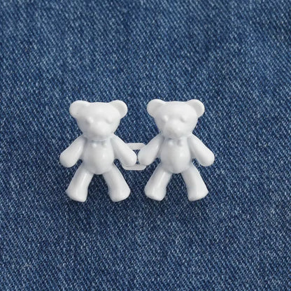 2Pcs Adjustable Jean Buttons Pins Cute Bear Pants Button Pins No Sew and Tools Instant Pant Waist Tightener for Loose Jeans