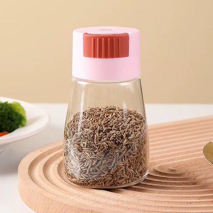 0.5G Quantitative Seasoning Container Dustproof Press Type Seasoning Jar Seasoner Storage Salt Dispenser for Home Kitchen