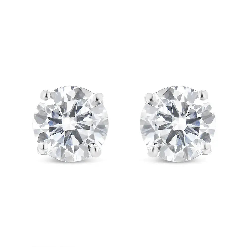 .925 Sterling Silver 1/2 Cttw Miracle Set Princess-cut Diamond Solitaire Stud Earrings (H-I Color, SI2-I1 Clarity)